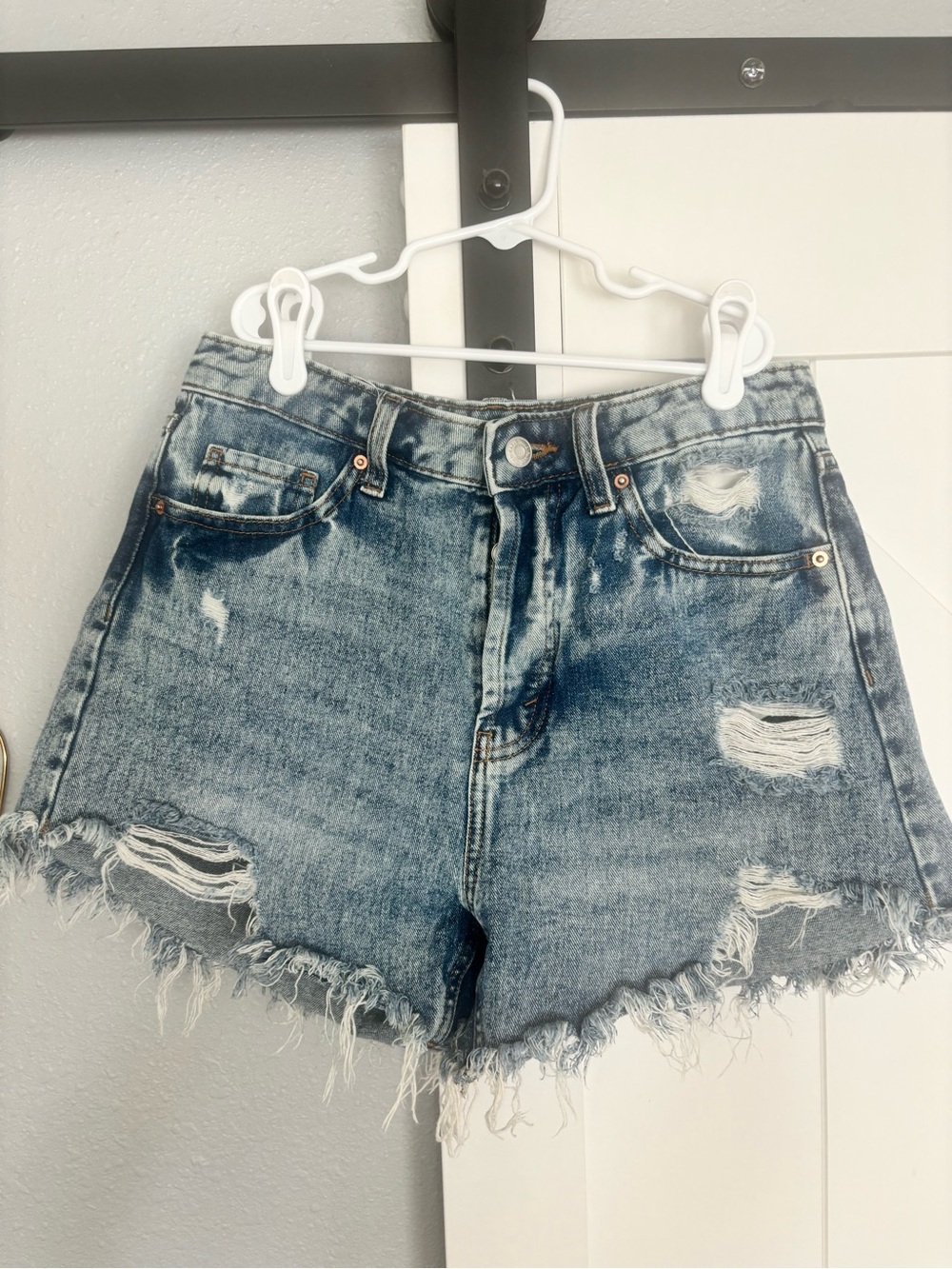 wild fable Distressed High-Rise Denim Shorts - Light Blue